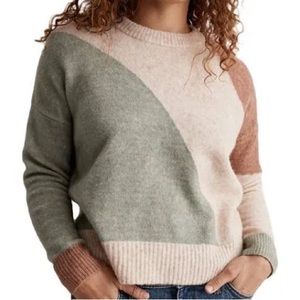 Cute Madewell Cedarbrook Sweater in Colorblock, heather frosted sage color